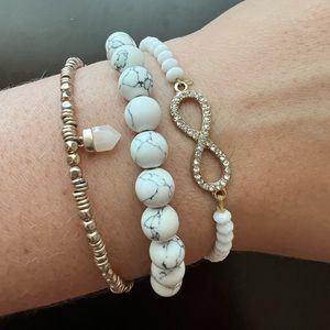 Rose gold and white bracelets. Set of 3!